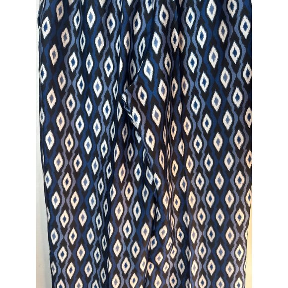 ZARA Small Wide-Leg Pants Ikat Pattern Elastic Waist Polyester - Picture 11 of 14